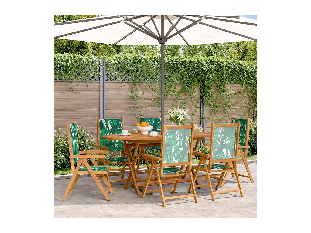 Chaises inclinables de jardin lot de 6 vert tissu bois massif