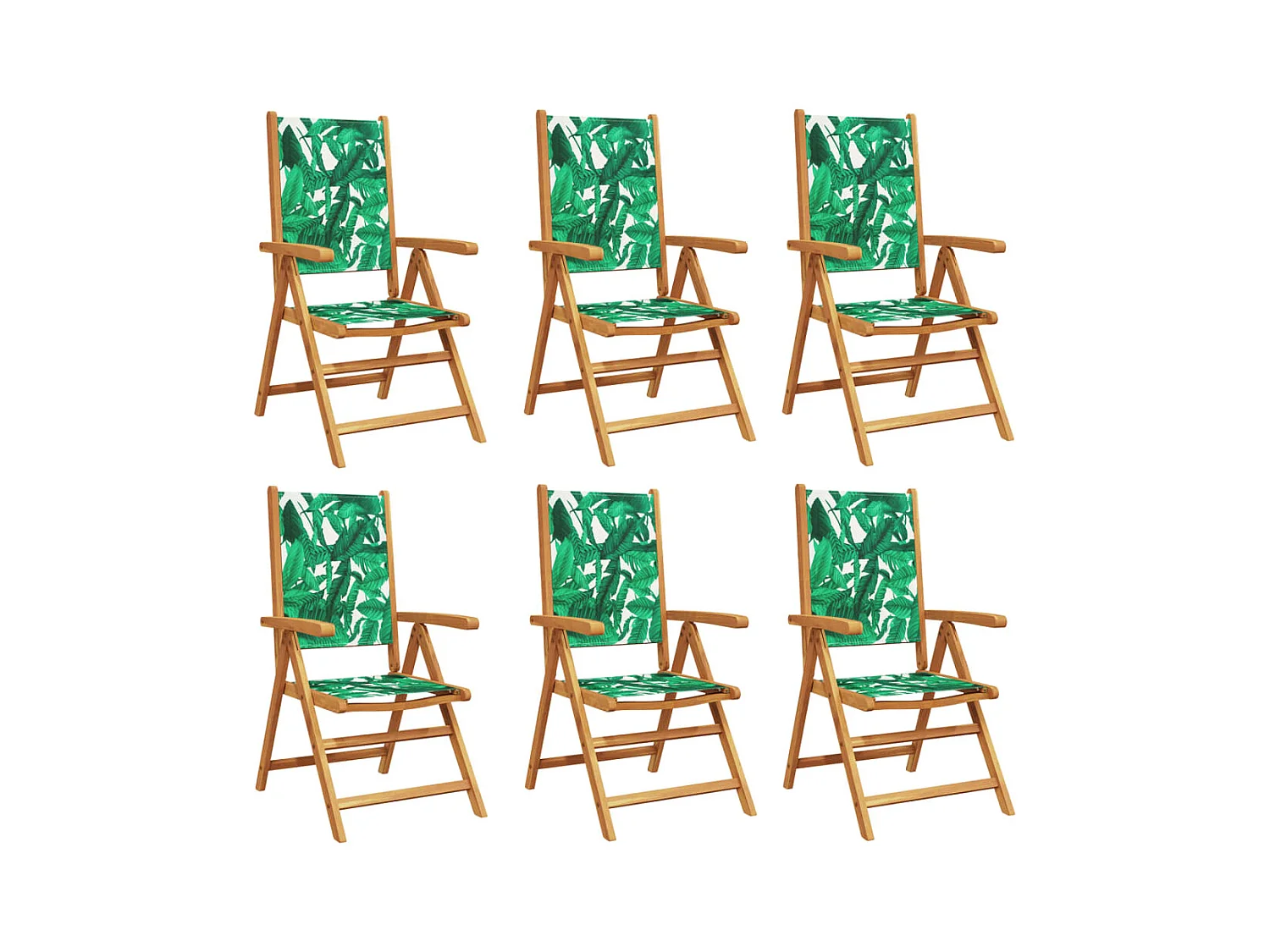 Chaises inclinables de jardin lot de 6 vert tissu bois massif