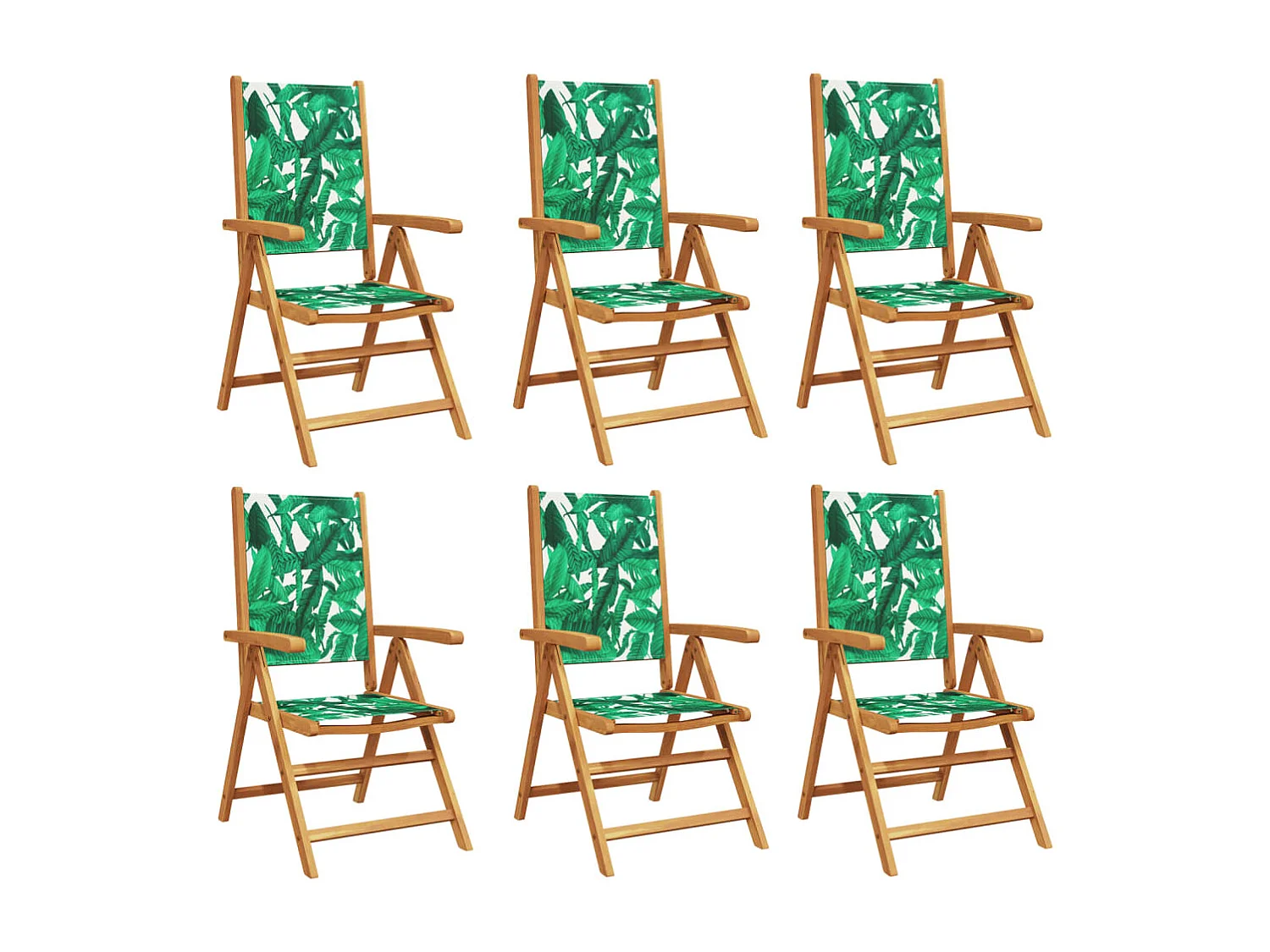 Chaises inclinables de jardin lot de 6 vert tissu bois massif