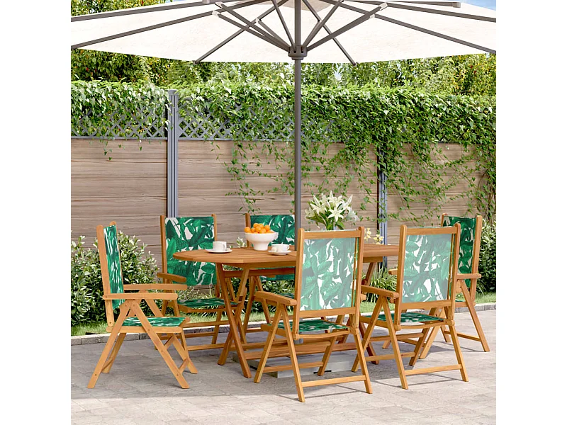 Chaises inclinables de jardin lot de 6 vert tissu bois massif