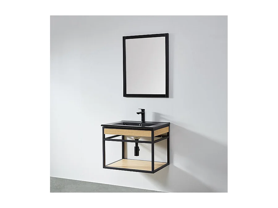 Miroir rectangulaire NEO 56x70cm avec cadre noir mat