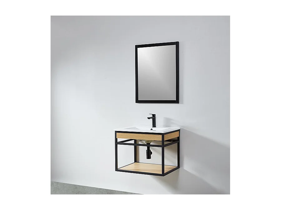 Miroir rectangulaire NEO 56x70cm avec cadre noir mat