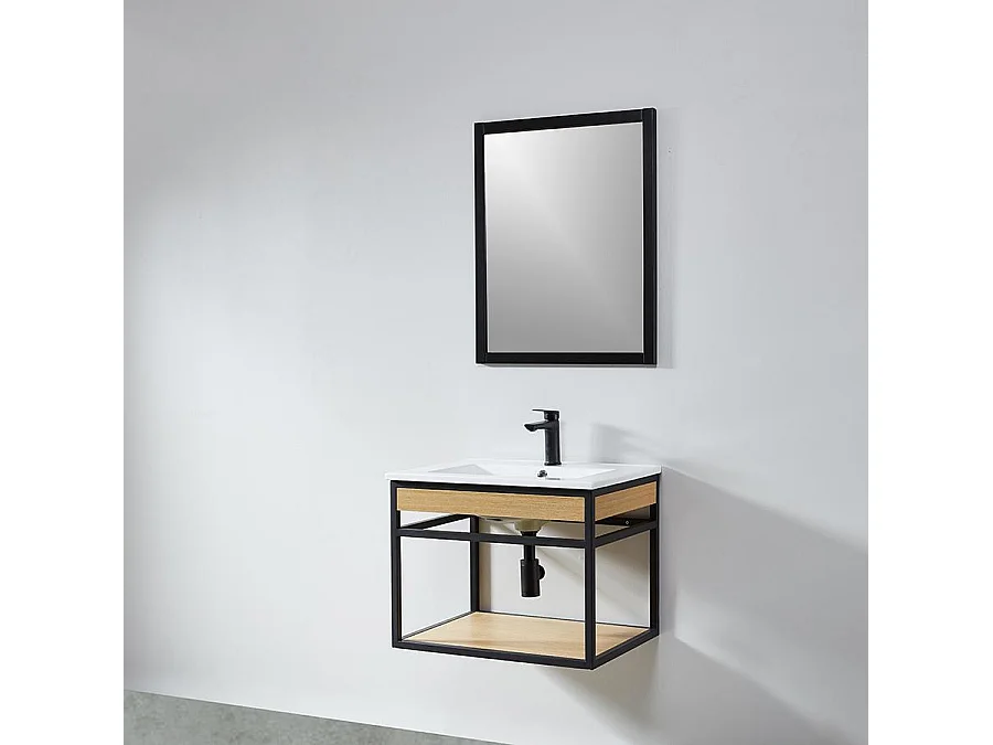 Miroir rectangulaire NEO 56x70cm avec cadre noir mat