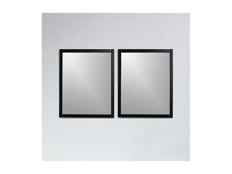 Pack de 2 miroirs rectangulaires NEO 56x70cm avec cadre noir mat