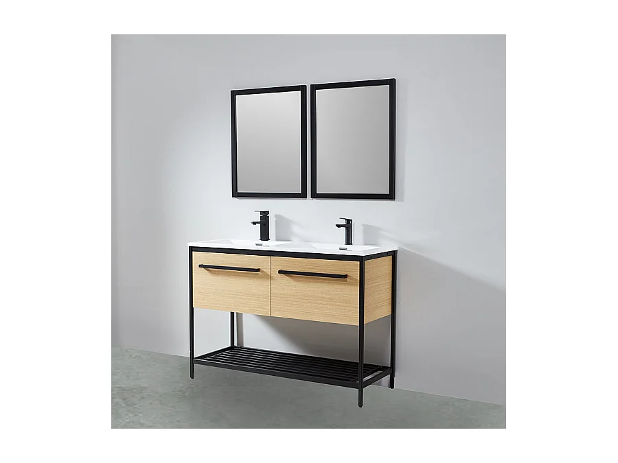 Pack de 2 miroirs rectangulaires NEO 56x70cm avec cadre noir mat