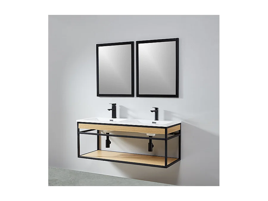 Pack de 2 miroirs rectangulaires NEO 56x70cm avec cadre noir mat