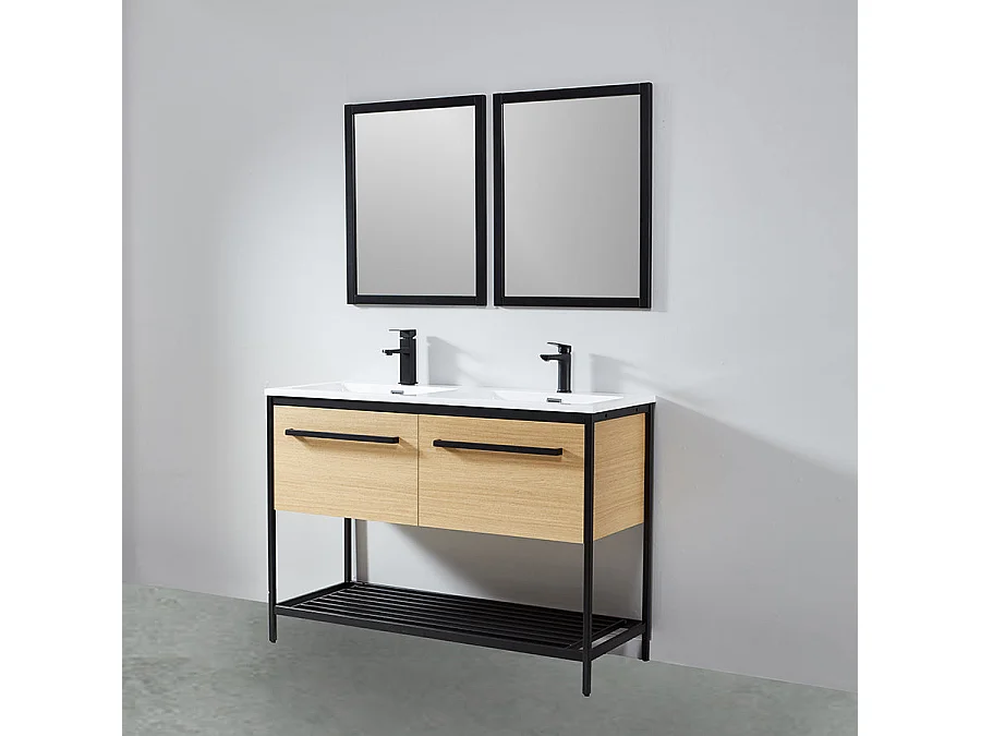 Pack de 2 miroirs rectangulaires NEO 56x70cm avec cadre noir mat