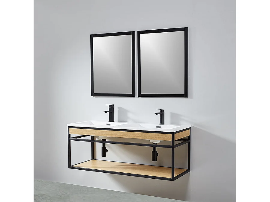 Pack de 2 miroirs rectangulaires NEO 56x70cm avec cadre noir mat