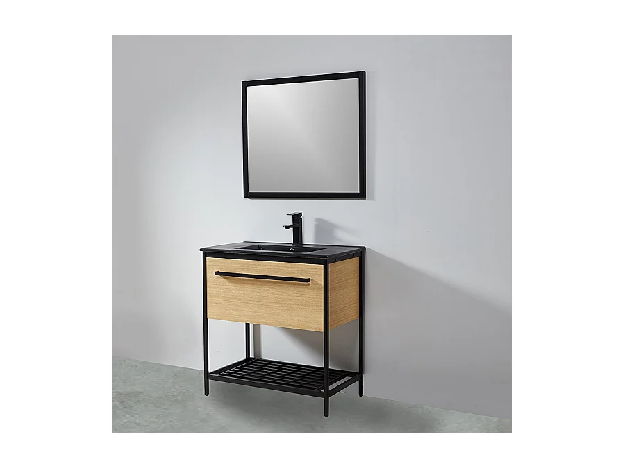 Miroir rectangulaire SMART 80x70cm avec cadre noir mat