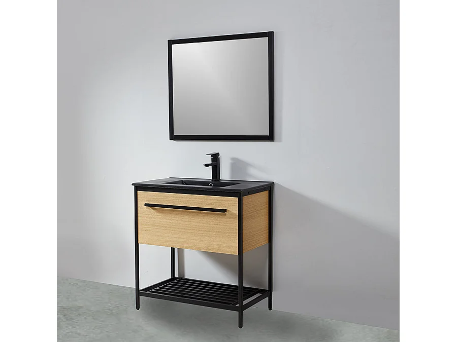 Miroir rectangulaire SMART 80x70cm avec cadre noir mat