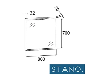 Miroir rectangulaire SMART 80x70cm avec cadre noir mat