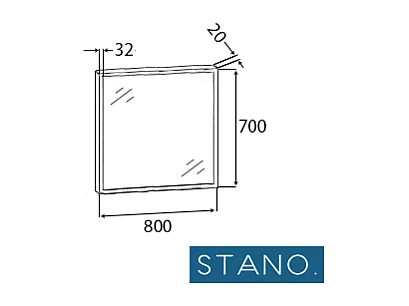 Miroir rectangulaire SMART 80x70cm avec cadre noir mat