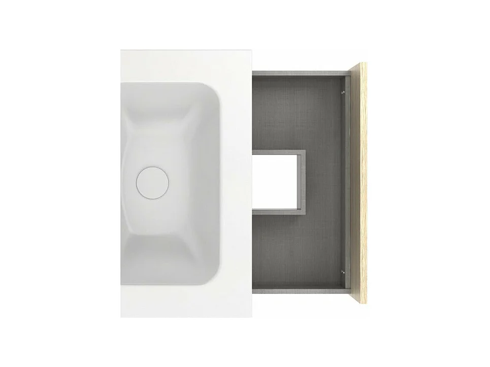 Meuble salle de bain simple vasque NARA  chêne clair et blanc 80 cm  Miroir non inclus