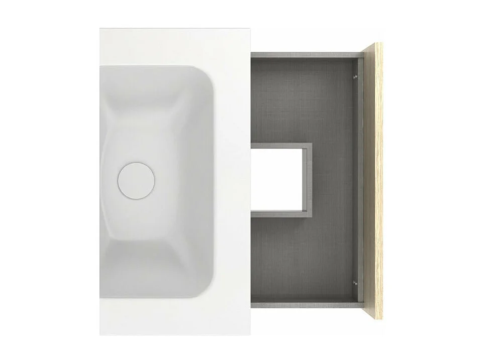 Meuble salle de bain simple vasque NARA  chêne clair et blanc 60 cm  Miroir non inclus