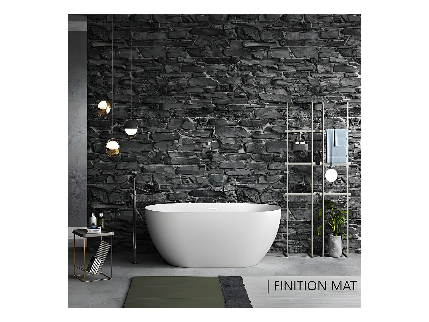 Baignoire îlot design ovale LISBON blanche 170 cm Mat