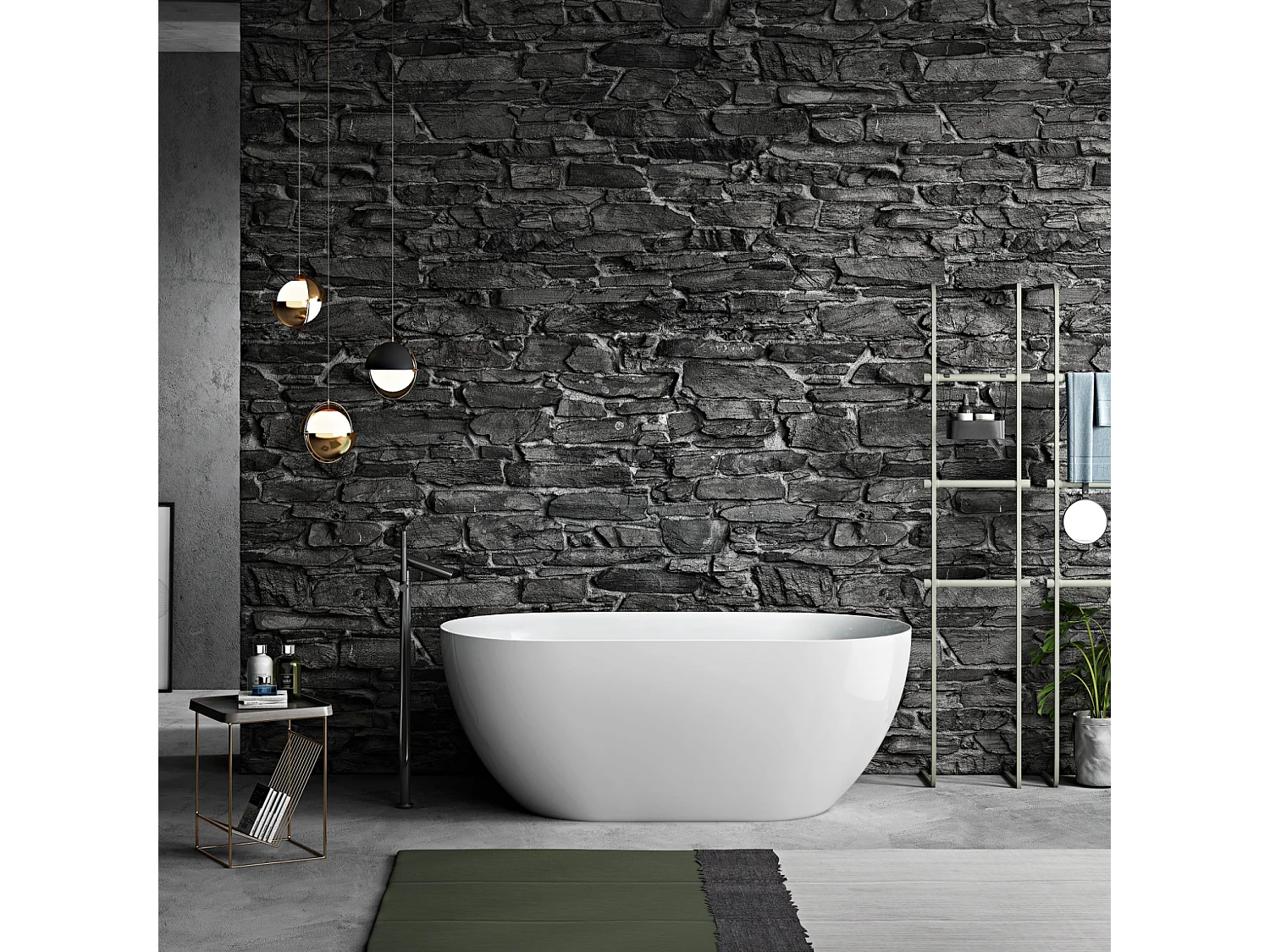 Baignoire îlot design ovale LISBON blanche 170 cm Brillant