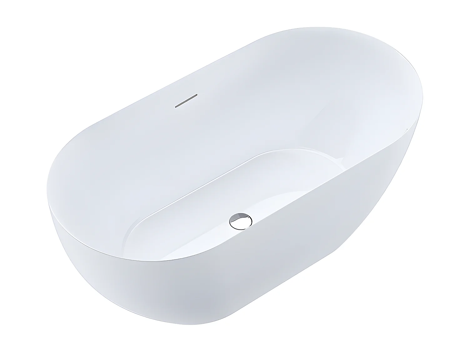 Baignoire îlot design ovale LISBON blanche 160 cm Brillant