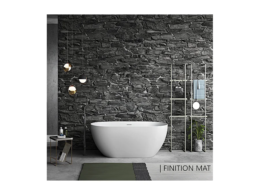 Baignoire îlot design ovale LISBON blanche 160 cm Mat