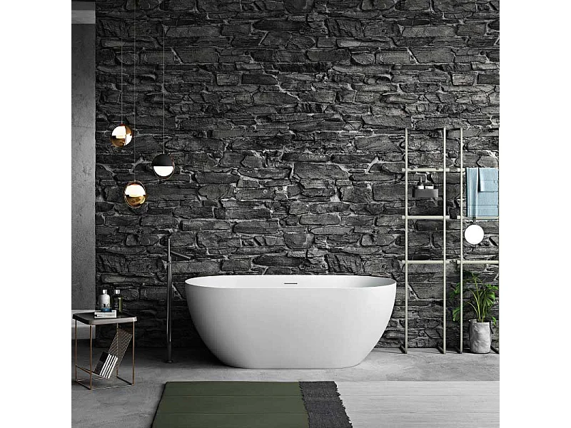 Baignoire îlot design ovale LISBON blanche 160 cm Mat