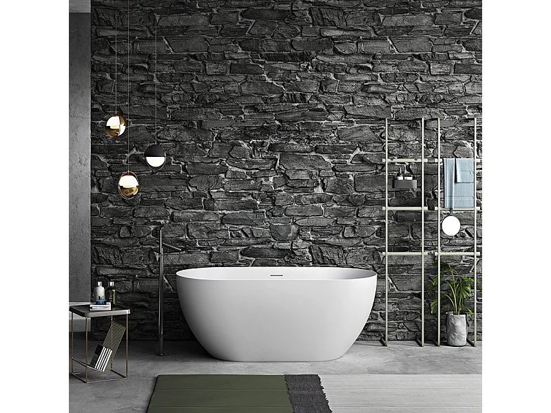 Baignoire îlot design ovale LISBON blanche 150 cm Mat