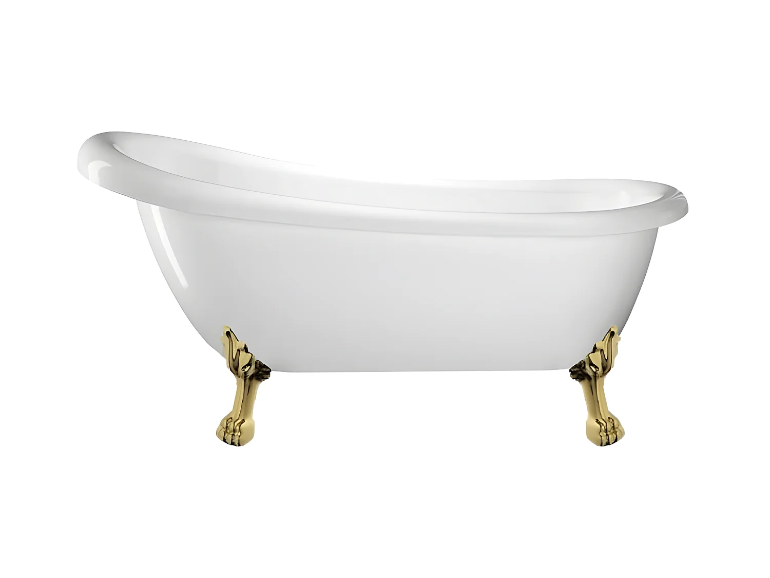 Baignoire ancienne rétro sur pieds RICHMOND Blanche 155 cm Pieds de Lion Dorés