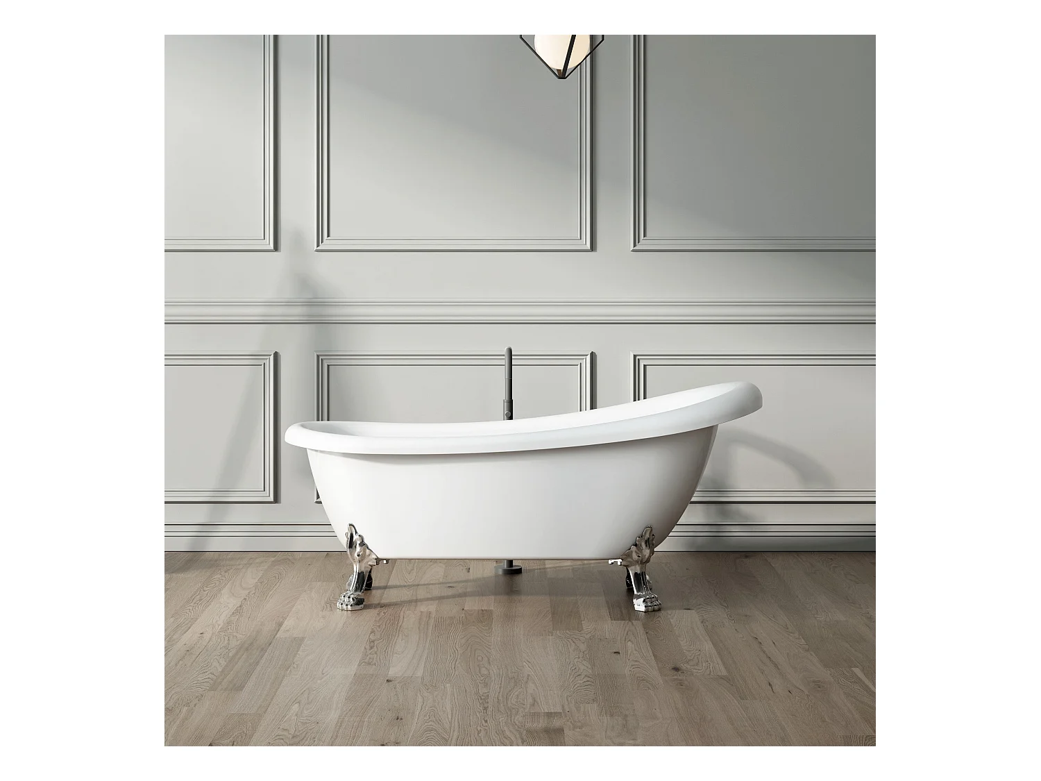Baignoire ancienne rétro sur pieds RICHMOND Blanche 155 cm Pieds de Lion Dorés