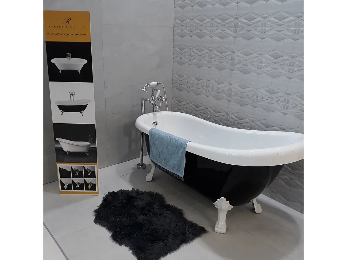 Freistehende Badewanne mit Füßen RICHMOND SCHWARZ Löwenfüße GOLD 171 cm