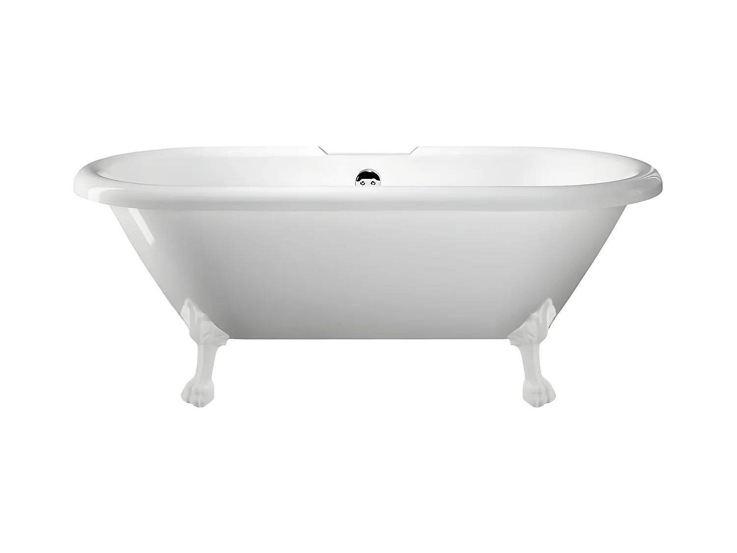 Freistehende Badewanne mit Füßen CHELSEA Löwenfüße WEISS 154 cm