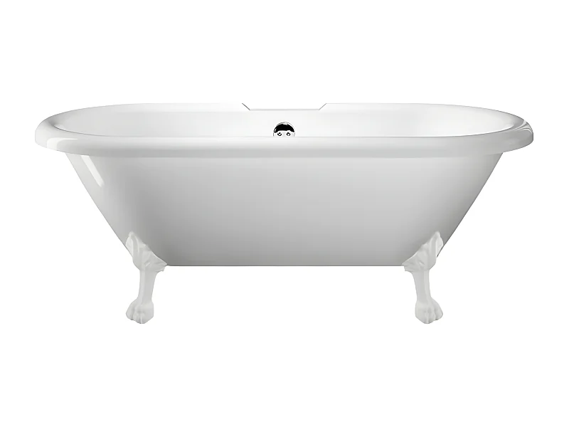 Freistehende Badewanne mit Füßen CHELSEA Löwenfüße WEISS 154 cm