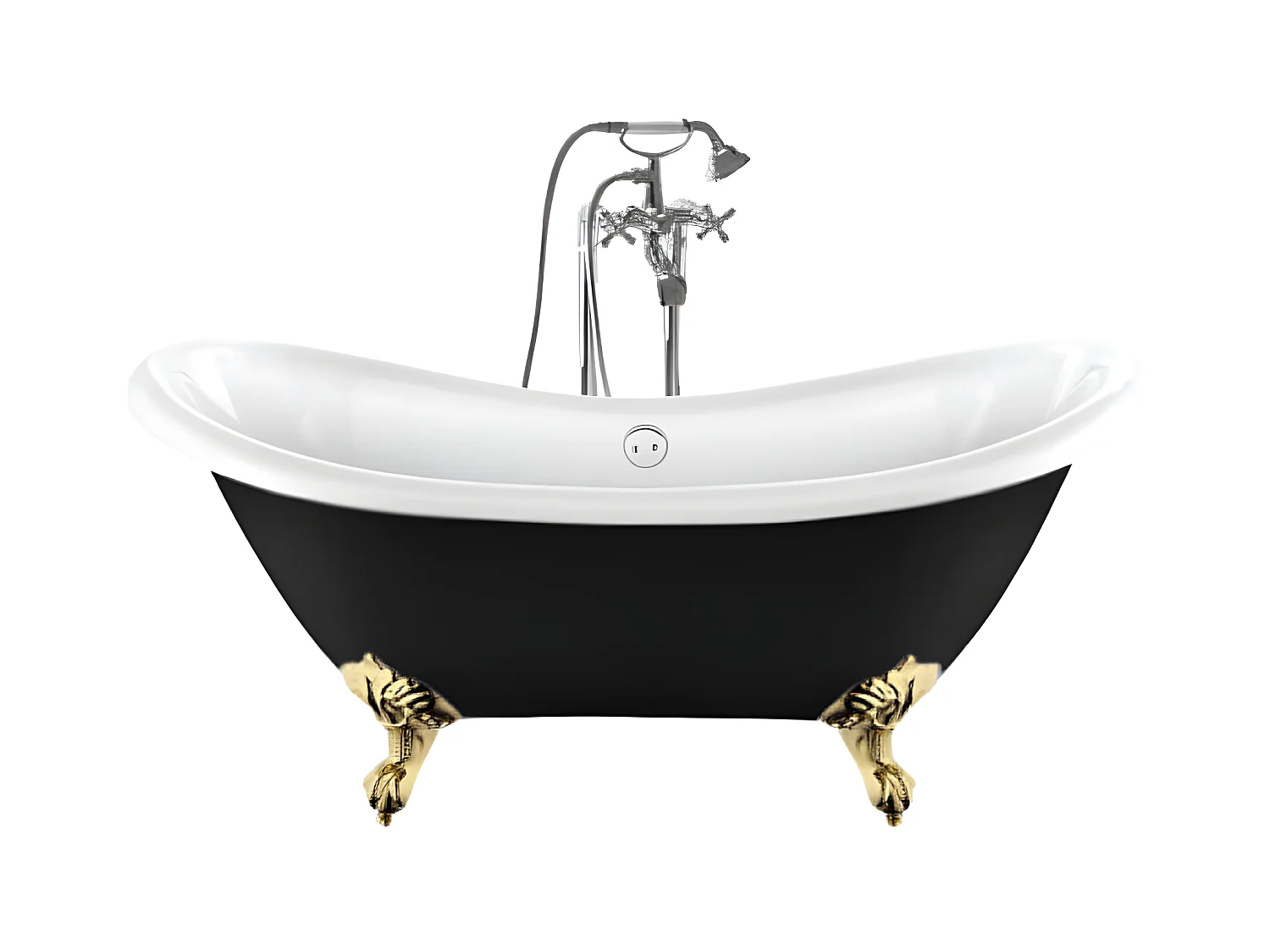 Freistehende Badewanne mit Füßen DARLINGTON SCHWARZ Adlerfüße GOLD 175 cm