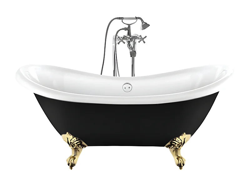 Baignoire ancienne rétro sur pieds DARLINGTON Noire 175 cm Pieds d'Aigle Dorés