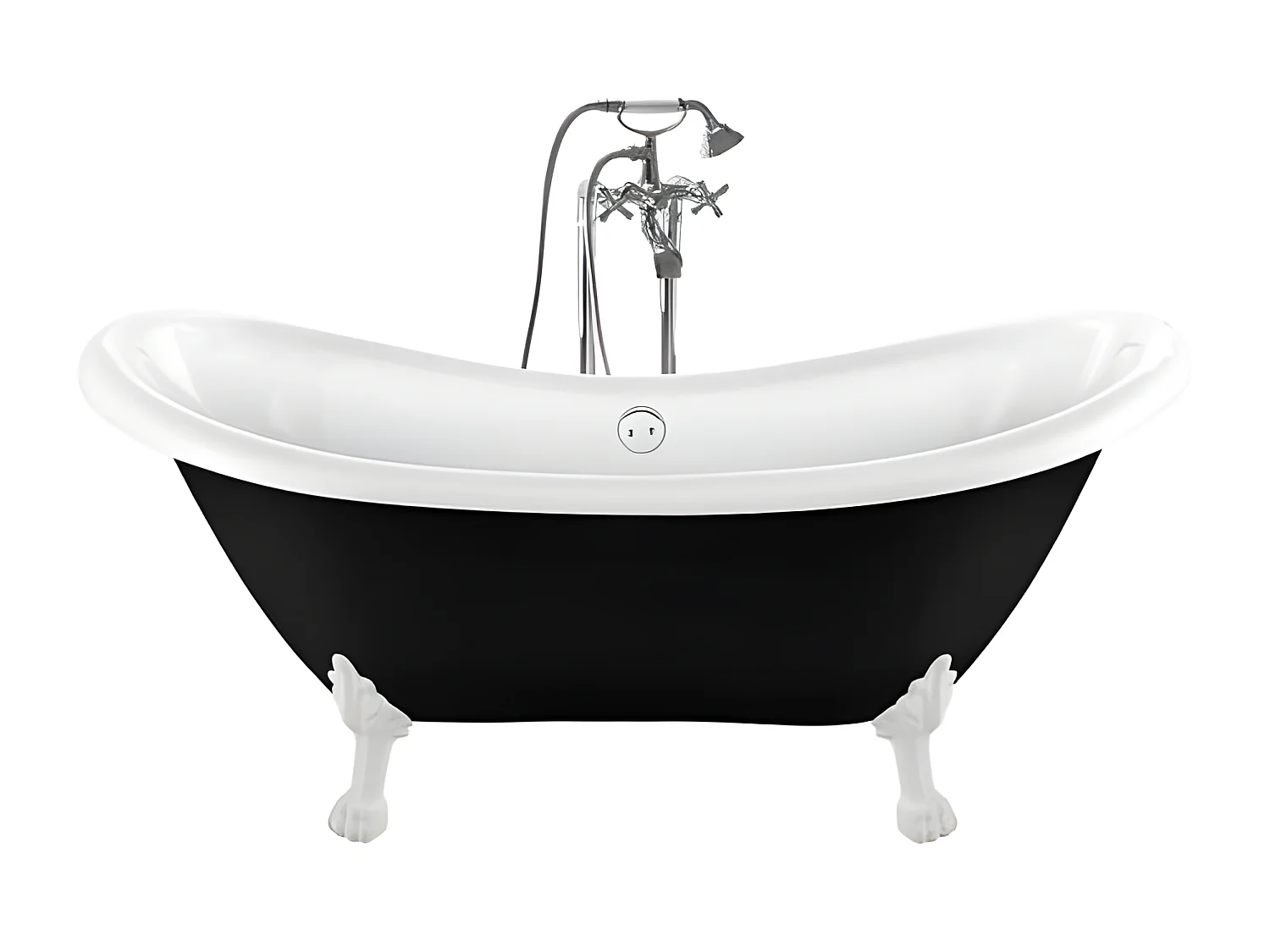 Bañera con patas DARLINGTON NEGRA  175 cm patas LEÓN BLANCAS