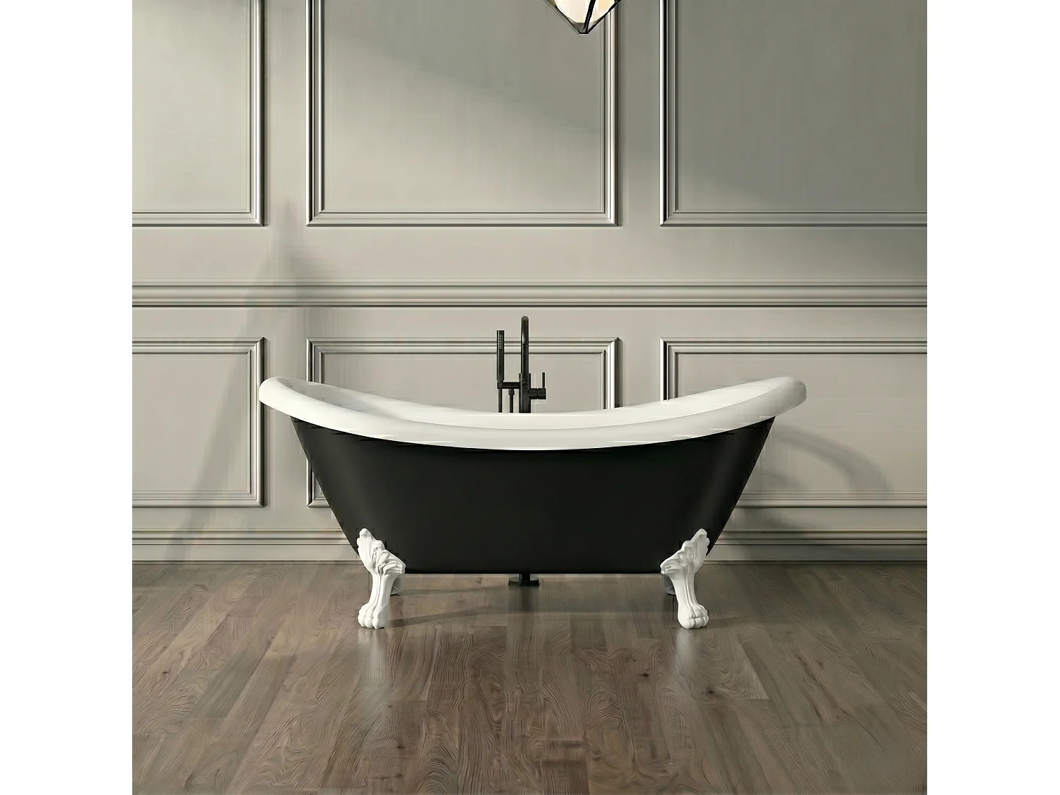 Vasca da bagno freestanding stile classico con piedini DARLINGTON nera 175 cm Piedini di leone Bianchi