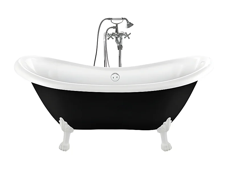 Baignoire ancienne rétro sur pieds DARLINGTON Noire 175 cm Pieds de Lion Blancs
