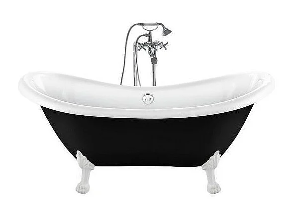 Freistehende Badewanne mit Füßen DARLINGTON SCHWARZ Löwenfüße WEISS 175 cm