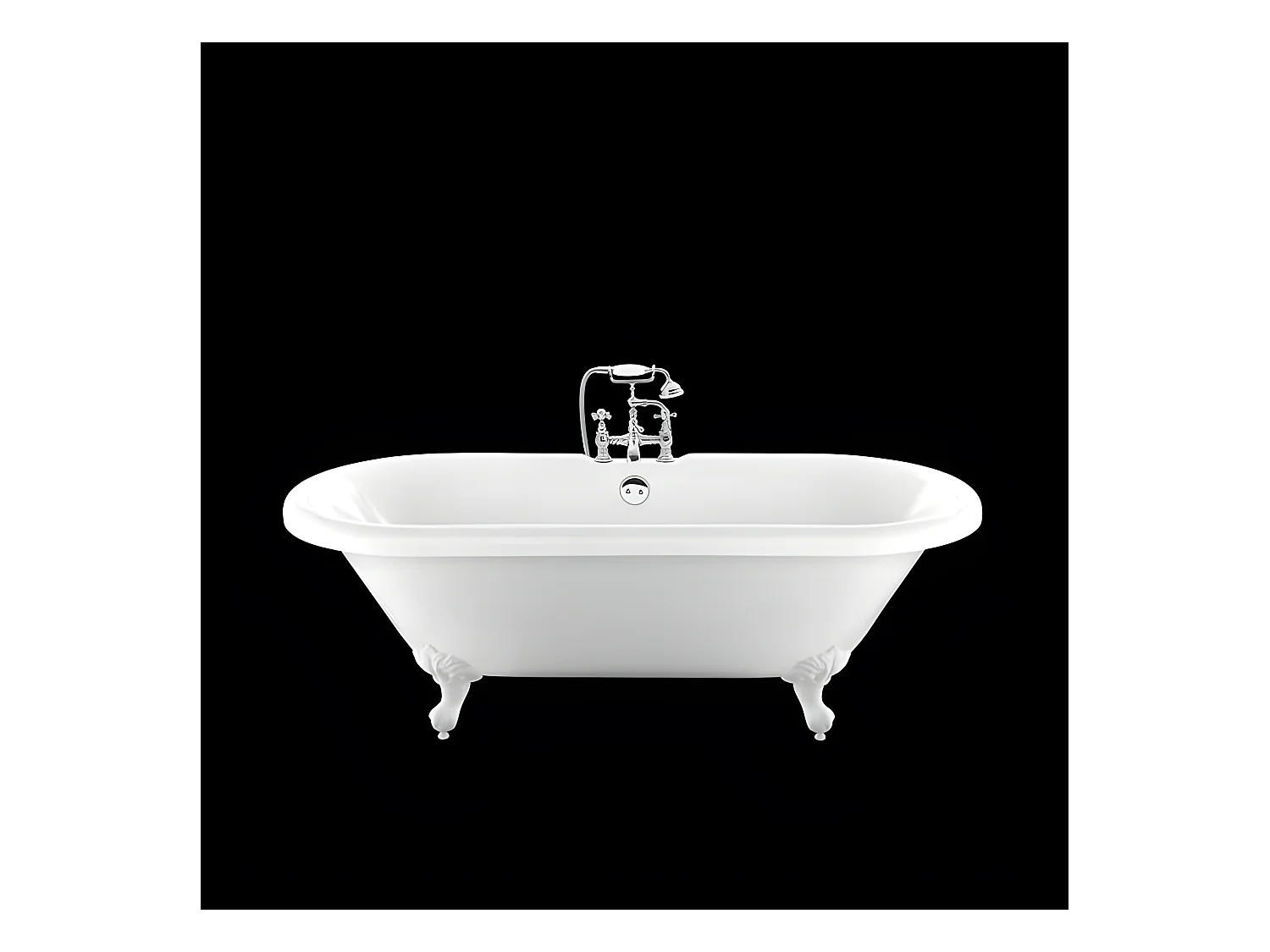 Vasca da bagno freestanding stile classico con piedini CHELSEA Bianca 154 cm Piedini di aquila Bianchi