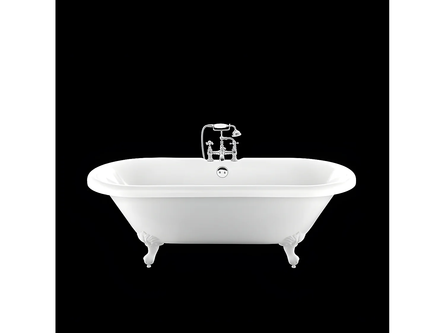 Baignoire ancienne rétro sur pieds CHELSEA Blanche 154 cm Pieds d'Aigle Blancs