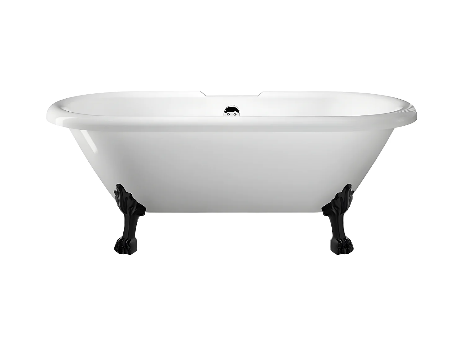 Freistehende Badewanne mit Füßen CHELSEA Löwenfüße SCHWARZ 154 cm