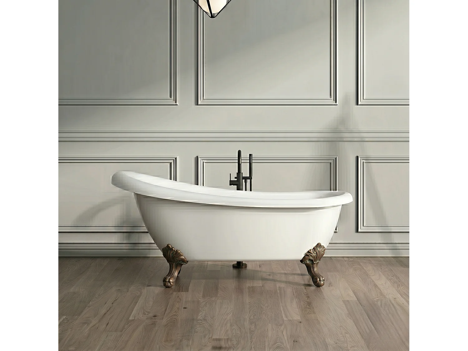 Freistehende Badewanne mit Füßen RICHMOND Adlerfüße ALTBRONZE 155 cm