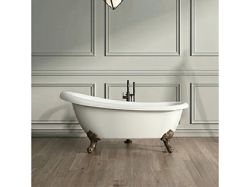 Freistehende Badewanne mit Füßen RICHMOND Adlerfüße ALTBRONZE 155 cm