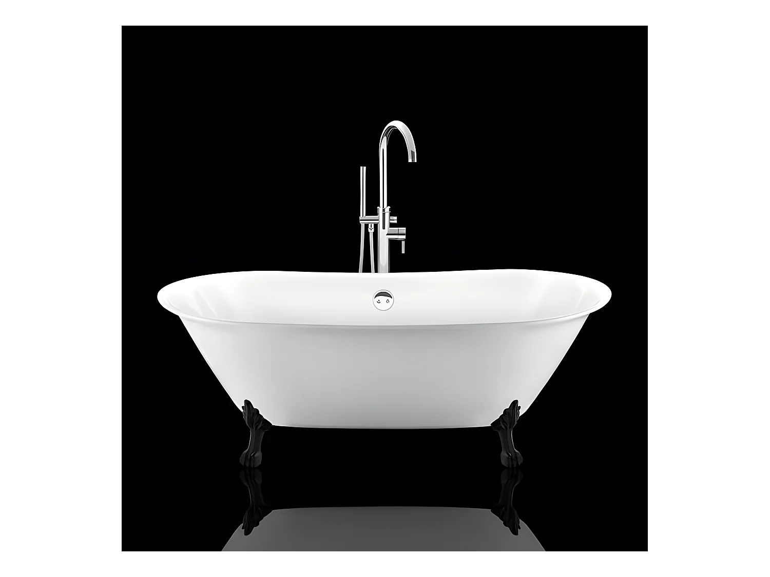 Baignoire ancienne rétro sur pieds SURRY HILLS Blanche 165 cm Pieds de Lion Noirs