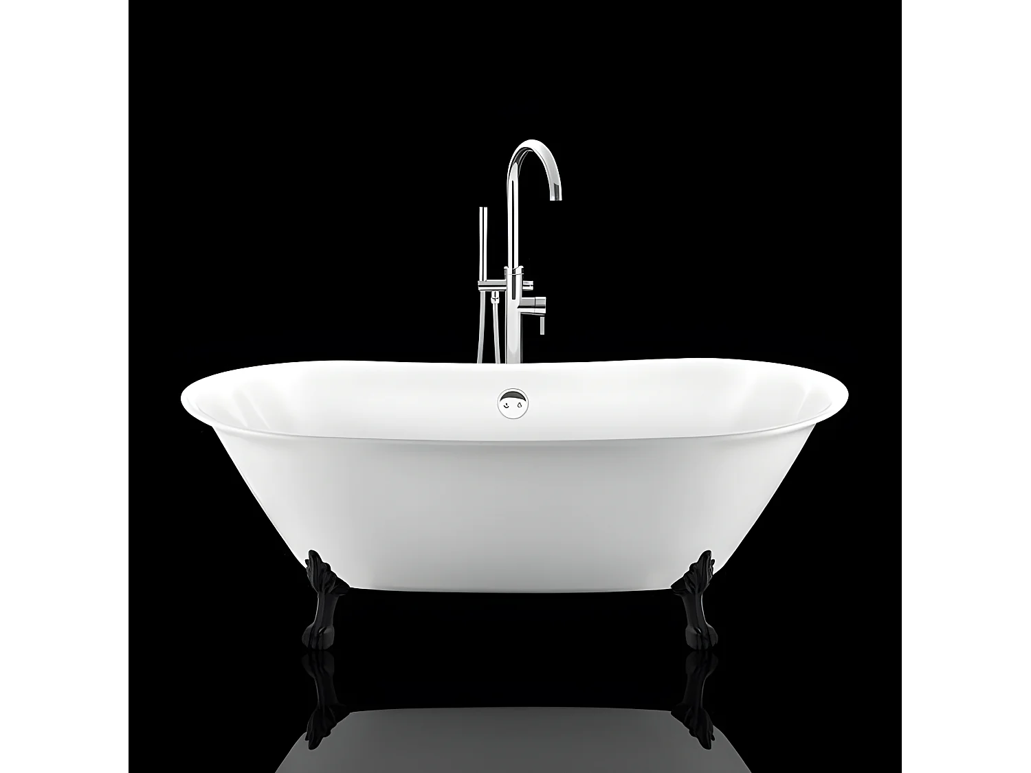 Baignoire ancienne rétro sur pieds SURRY HILLS Blanche 165 cm Pieds de Lion Noirs