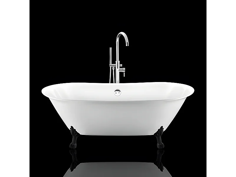 Freistehende Badewanne mit Füßen SURRY HILLS Löwenfüße SCHWARZ 165 cm