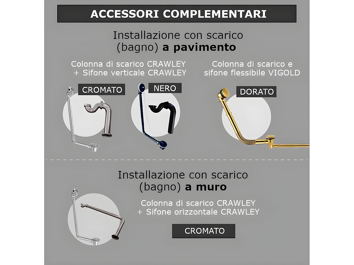 Vasca da bagno freestanding stile classico con piedini CHELSEA Bianca 170 cm Piedini di leone Bronzo