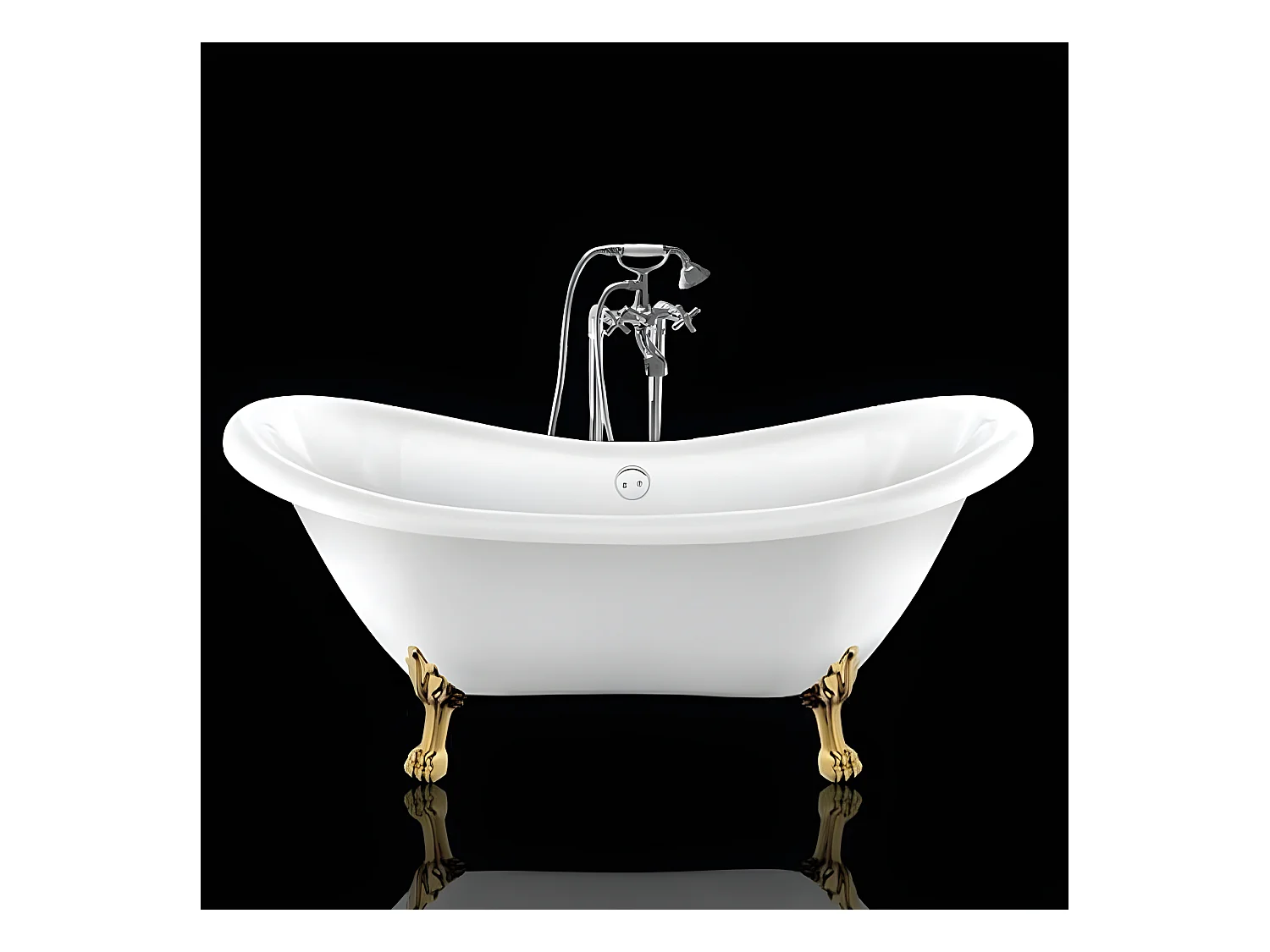 Baignoire ancienne rétro sur pieds DARLINGTON Blanche 175 cm Pieds de Lion Dorés