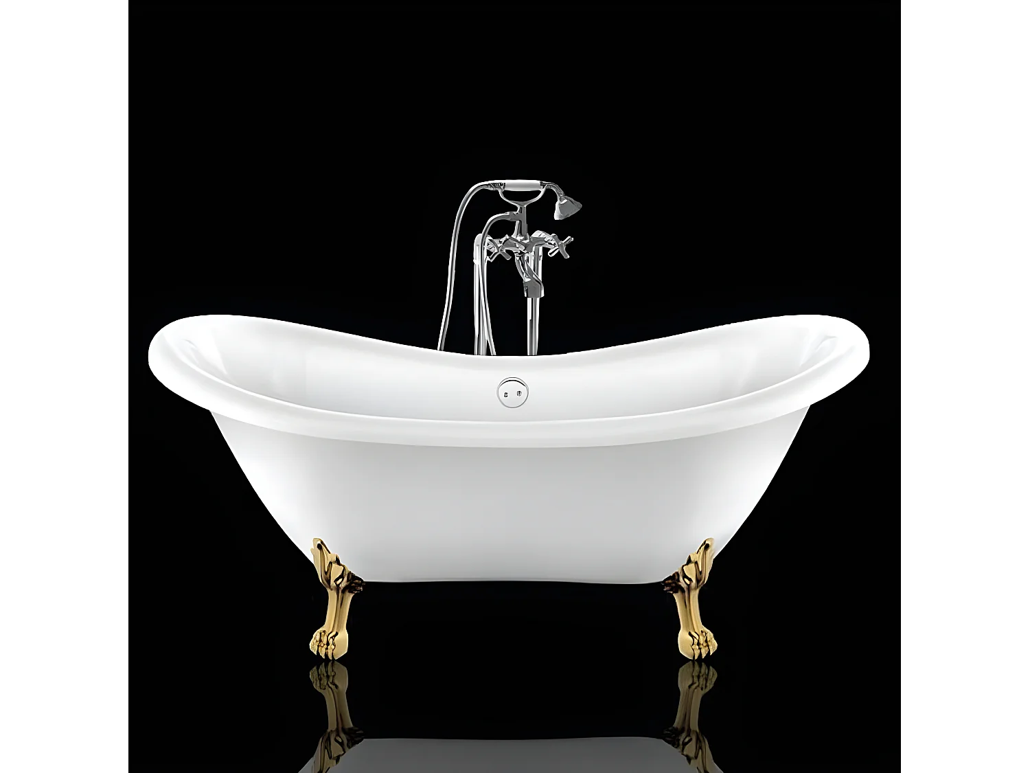 Baignoire ancienne rétro sur pieds DARLINGTON Blanche 175 cm Pieds de Lion Dorés