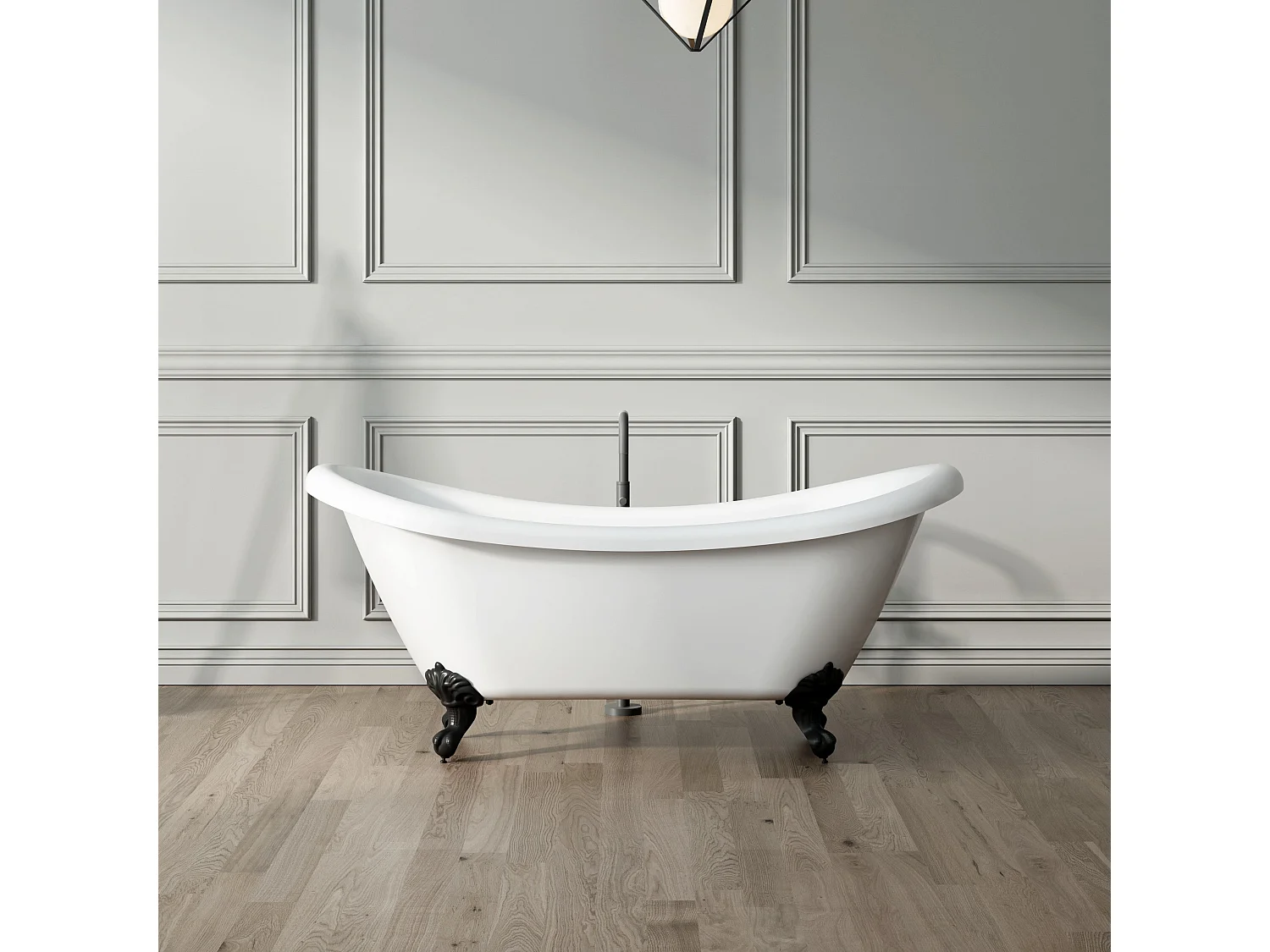 Vasca da bagno freestanding stile classico con piedini DARLINGTON Bianca 175 cm Piedini di leone Dorati