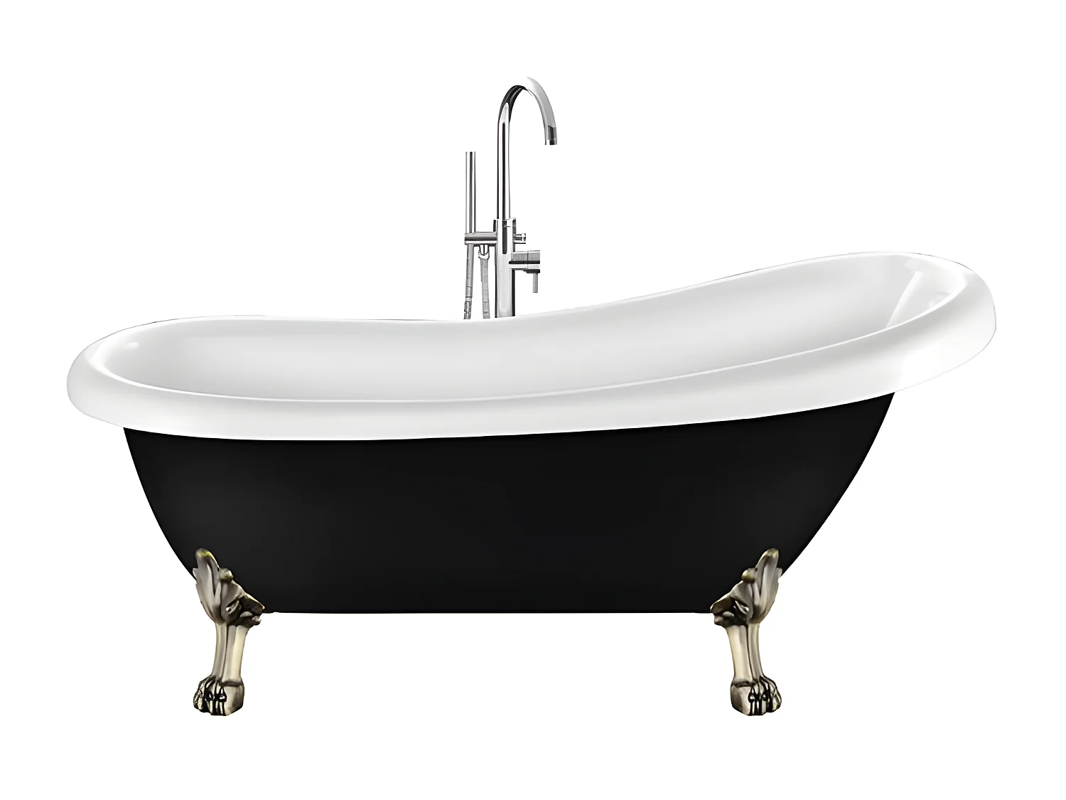 Bañera con patas RICHMOND NEGRA  171 cm patas LEÓN BRONCE ENVEJECIDO