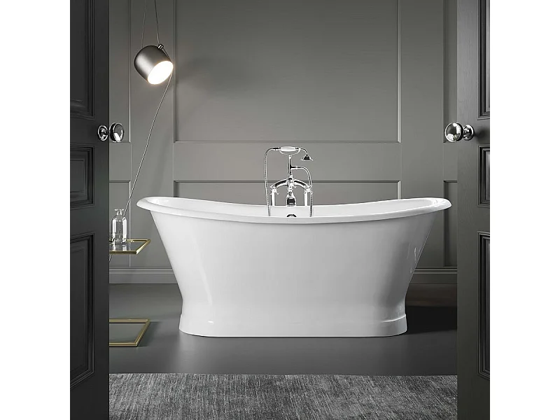 Baignoire sur socle en fonte émaillée COVENTRY Blanche 173 cm Peinture blanche (baignoire et socle)