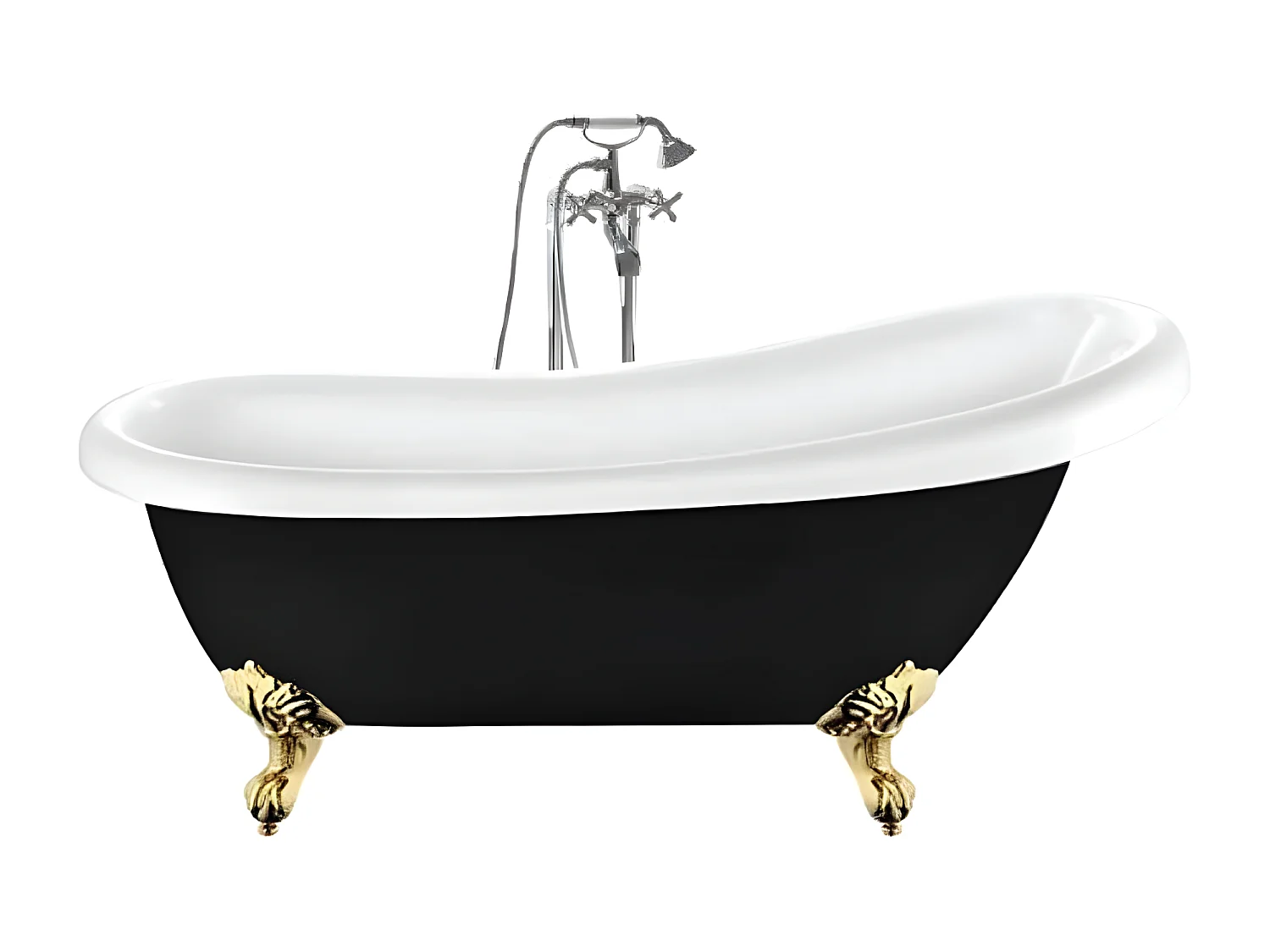 Vasca da bagno freestanding stile classico con piedini RICHMOND nera 171 cm Piedini di aquila Dorati